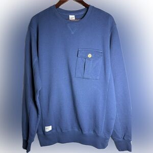 Addict Blue Pocket Sweatshirt 100% Cotton Made in Turkey Size L Streetwear